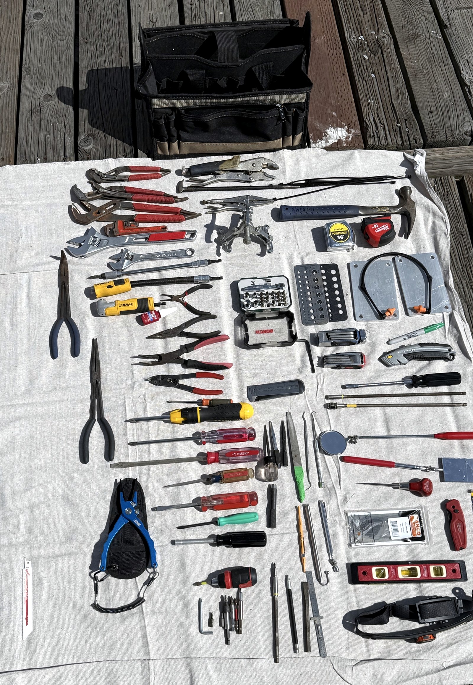 Tool Bag A laid out on deck
